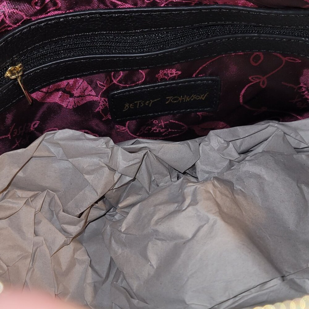 Betsey Johnson Black and White Stripe Satchel - Picture 6 of 14